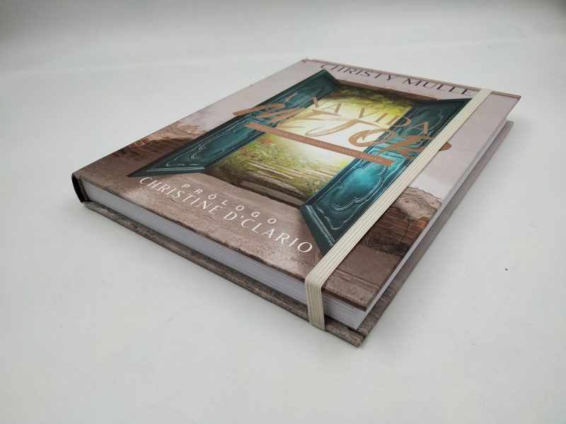 Libro cerrado con una cubierta que muestra una puerta turquesa con vivos detalles dorados y la imagen de un jardín floreciente en el fondo. El título 'La Vida Oculta' en la parte superior y el nombre de la autora 'Christine D'Clario' en la parte inferior son claramente visibles.