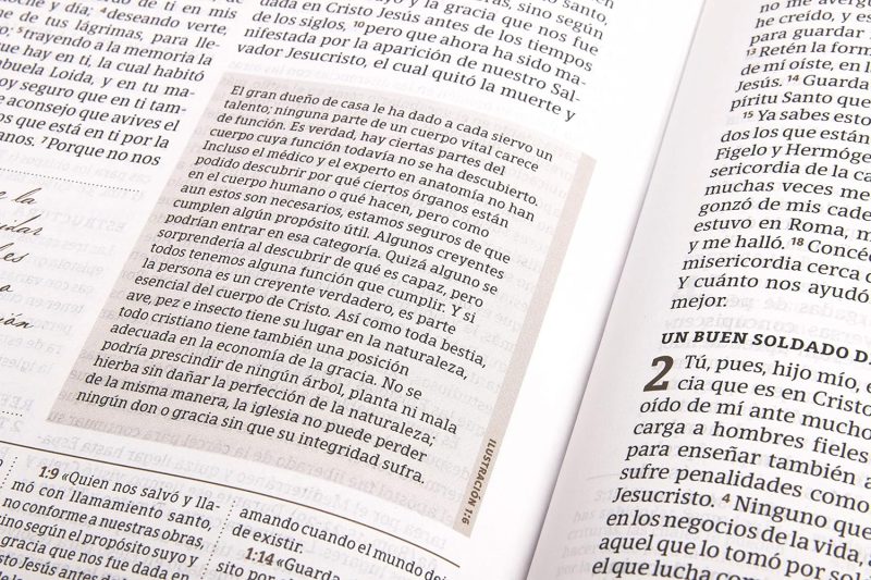 ** Fotografía de una página de libro con un recorte de texto resaltado en el centro sobre un fondo de más texto impreso.