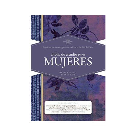 Portada de la 'Biblia de estudio para MUJERES' con fondo azul y motivos florales