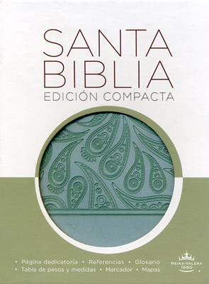 ** Portada de la Santa Biblia Edición Compacta con diseño en tonos verdes y detalles ornamentales.