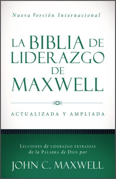 La Biblia de Liderazgo de Maxwell" con diseño en blanco y verde, de John C. Maxwell.