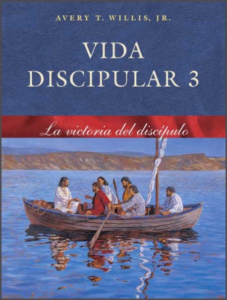 Vida Discipular 3" con una ilustración de varias personas en un bote sobre un lago.