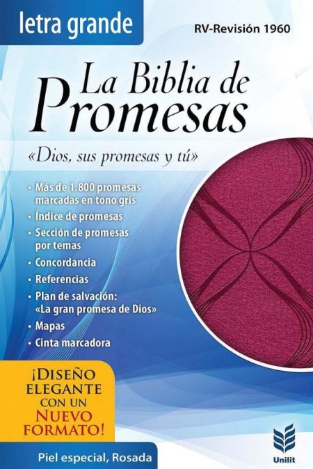 ** Portada de "La Biblia de Promesas" con diseño elegante y nueva presentación en letra grande.