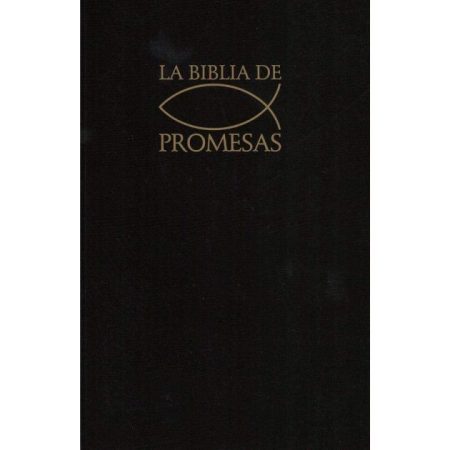 ** Portada de la Biblia de Promesas con cubierta negra y un símbolo de pez cristiano.