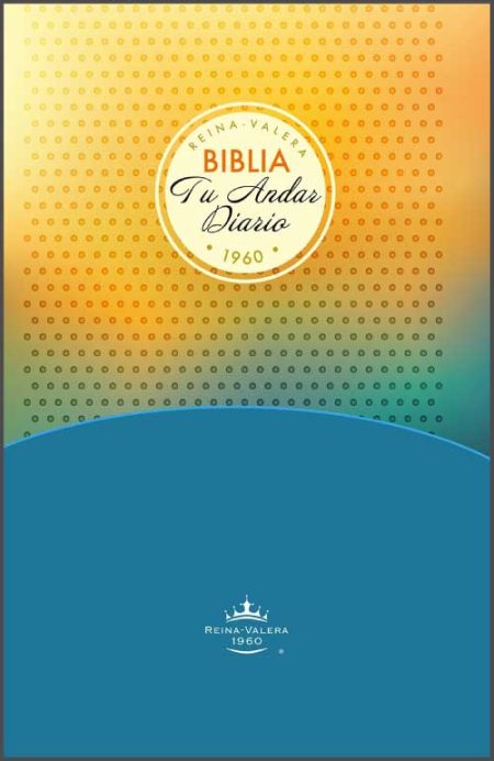 ** Portada colorida de la Biblia "Tu Andar Diario" con un diseño degradado y texto dorado.