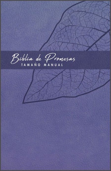 ** Portada de la Biblia de Promesas en tamaño manual, con diseño de hoja en azul.