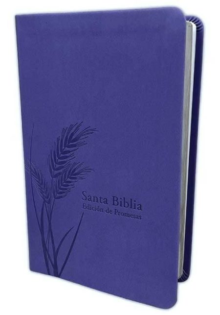 ** Biblia de Promesas de cubierta azul con diseño de espigas.