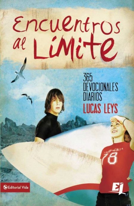 Encuentros al Límite" de Lucas Leys, con ilustraciones de jóvenes y un paisaje de montaña.