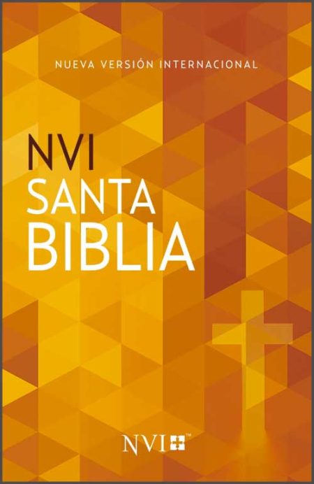 ** Portada de la Santa Biblia en la versión Nueva Versión Internacional (NVI) con un diseño geométrico en tonos naranjas y amarillos.