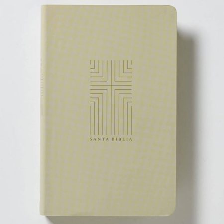 ** Biblia con diseño minimalista en la portada, en color beige claro.