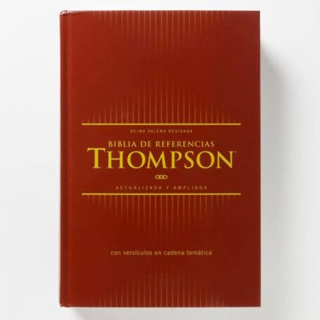 ** Portada de una Biblia de Referencias Thompson en color rojo.