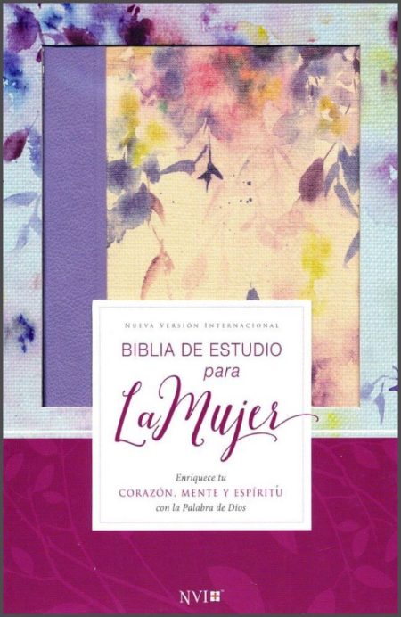 ** Portada de la Biblia de Estudio para la Mujer con diseño floral en acuarela.