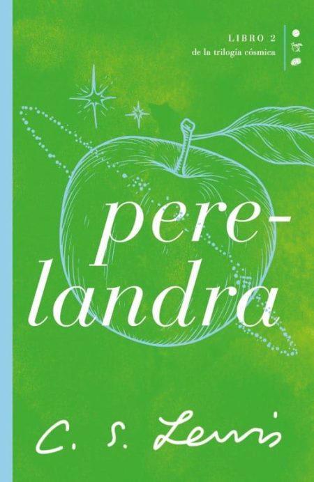 Perelandra" de C.S. Lewis con fondo verde y diseño de manzana estilizada.