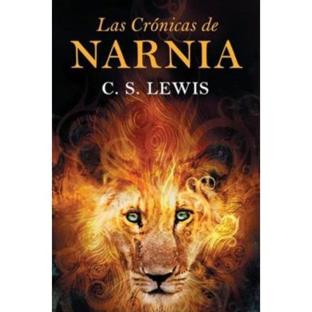Las Crónicas de Narnia" de C. S. Lewis, con la imagen de un león de fondo.