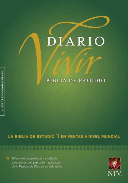 ** Portada verde con el título "Diario Vivir Biblia de Estudio" de la NTV.