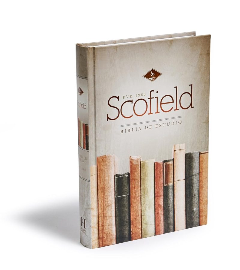 ** Imagen de la Biblia de Estudio Scofield en una superficie blanca.