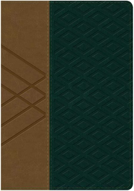 ** Diario con cubierta bicolor en marrón y verde oscuro con diseño geométrico.