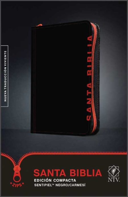** Portada de la Santa Biblia, edición compacta en negro y carmesí.
