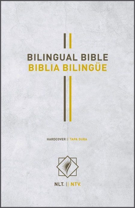** Portada de la Biblia Bilingüe mostrando textos en inglés y español con un diseño sencillo y elegante.