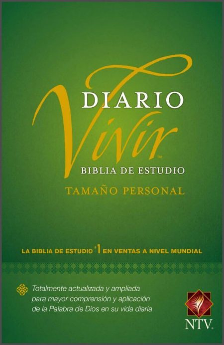 ** Portada verde de la Biblia de Estudio Diario Vivir, tamaño personal, versión NTV.