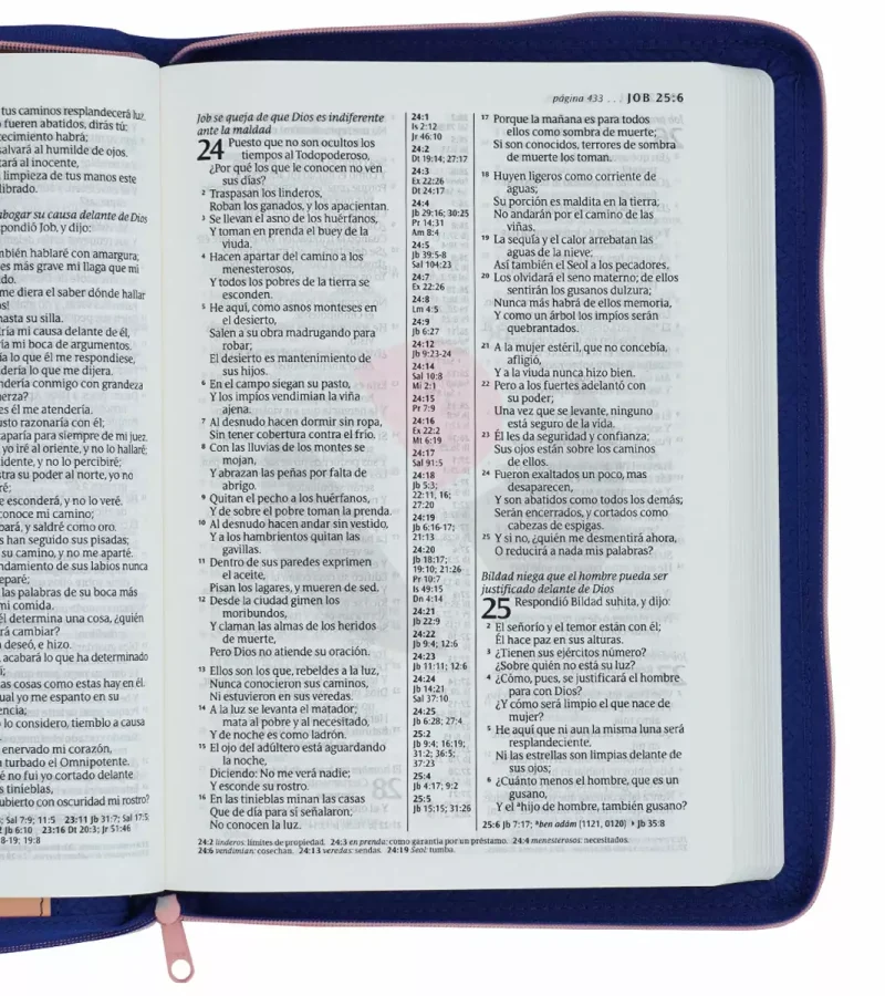 Biblia RVR60/Edicion De Referencia/Ultrafina/Ziper/Azul-Rojo/Letra Grande - Image 2
