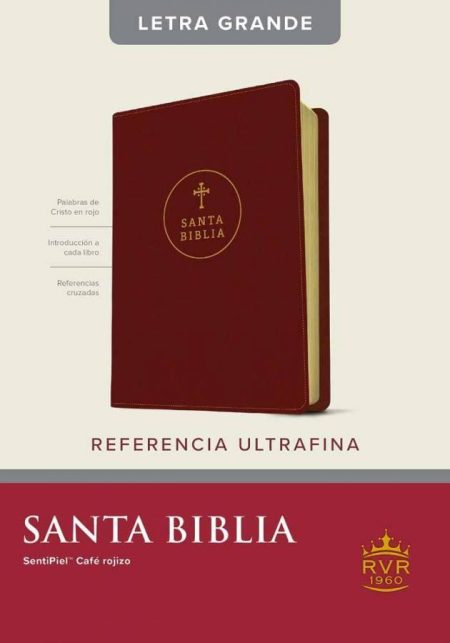 ** Portada de la Santa Biblia de referencia ultrafina con letra grande, encuadernada en color rojo con borde dorado.