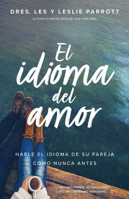 El idioma del amor" de Les y Leslie Parrott, mostrando a una pareja sentada cerca del agua.