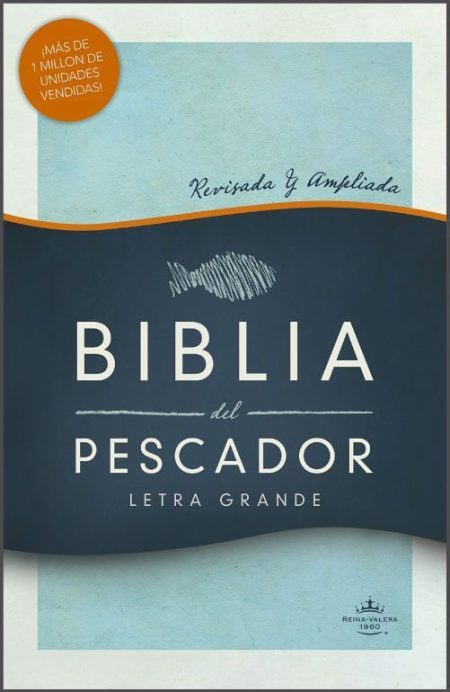 ** Portada de la Biblia del Pescador con el texto "Revisada y Ampliada", "Letra Grande" y un dibujo de un pez.