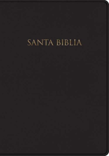 ** Portada negra de la Santa Biblia con letras doradas.