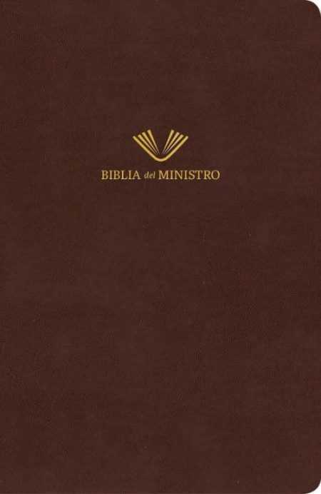 ** Portada marrón de la Biblia del Ministro con letras doradas.
