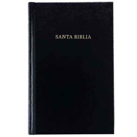 ** Portada negra de la Santa Biblia con letras doradas.