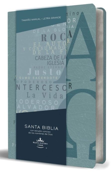 ** Imagen de una Biblia con diseño contemporáneo y palabras destacadas en la portada.