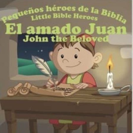 ** Ilustración de un niño escribiendo en un pergamino en una mesa de madera, con una pluma y tinta. Una vela encendida ilumina la escena. 