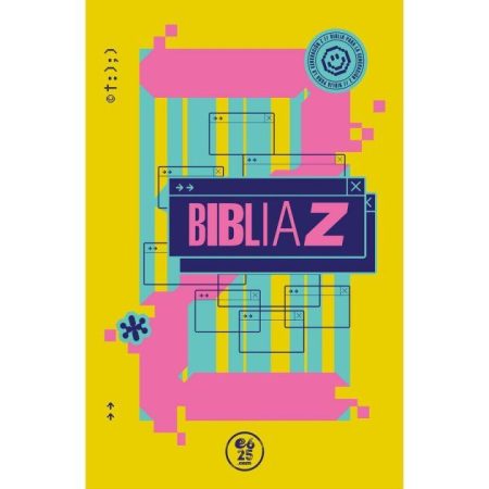 Biblia Z" con un diseño colorido y moderno en tonos amarillos, rosas y azules.