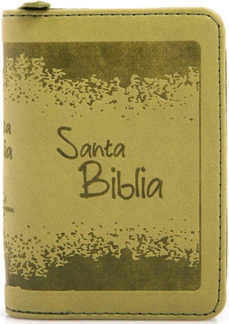 ** Una Biblia con cubierta de cuero verde y diseño artístico en el borde.