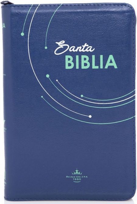  Biblia de tapa azul con el texto "Santa Biblia" en la portada.