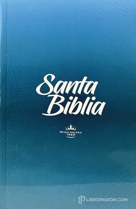** Portada azul de la Santa Biblia con letras blancas y el logo de "Reina-Valera 1960".