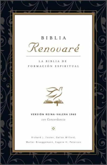 ** Portada de la Biblia Renovaré con diseño elegante y una paloma dorada en el centro.