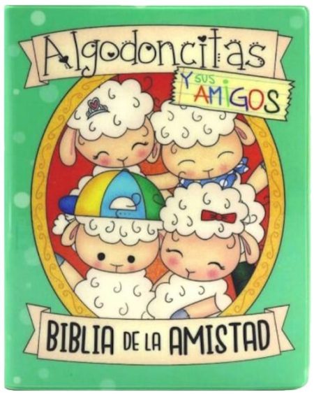 Algodoncitas y sus Amigos: Biblia de la Amistad" con cuatro ovejitas sonrientes.