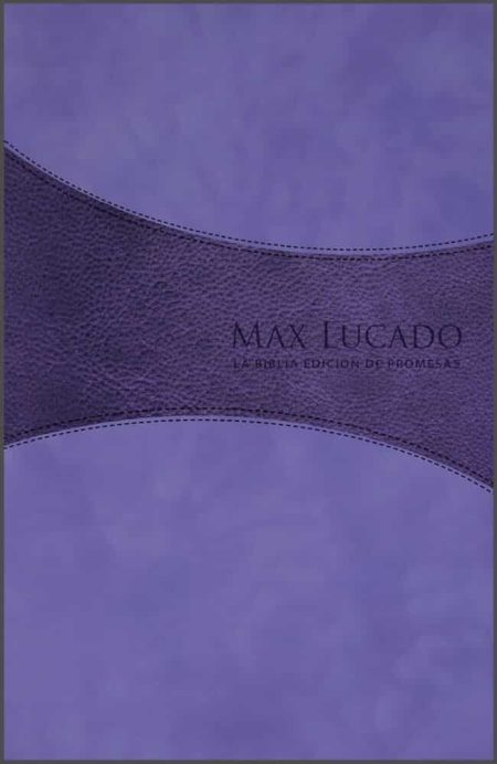 ** Cubierta púrpura de un libro con el nombre de Max Lucado.