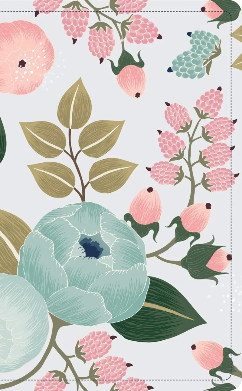 ** Ilustración de patrón floral con flores en tonos pastel, incluyendo rosas y verdes, sobre un fondo claro.