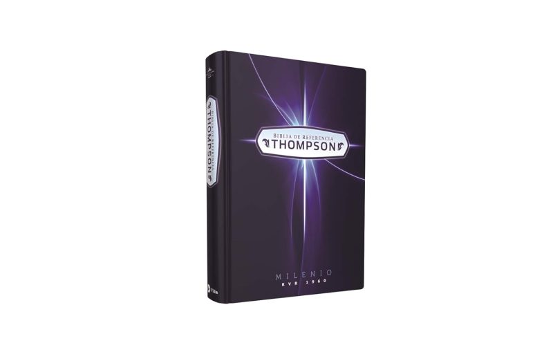 ** Portada de un libro con diseño elegante en tonos oscuros, titulado "THOMPSON".