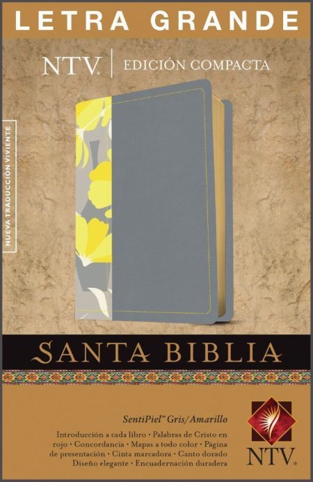 Biblia NTV Compacta Letra Grande Gris y Amarillo