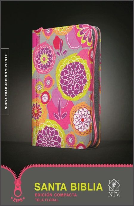** Biblia en edición compacta con funda de tela floral multicolor