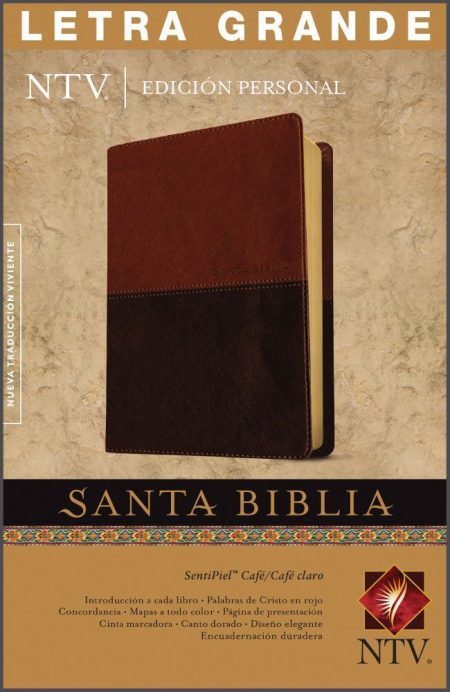 ** Imagen de la portada de la edición personal de la Santa Biblia, NTV en letra grande. 
