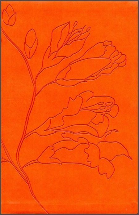 ** Ilustración de un ramo de flores delineado en naranja sobre un fondo del mismo color.