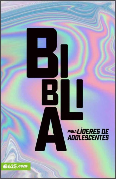 ** Portada de la Biblia para Líderes de Adolescentes con diseño iridiscente.