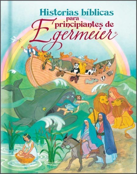 Historias bíblicas para principiantes de Egermeier", mostrando escenas icónicas de relatos bíblicos.