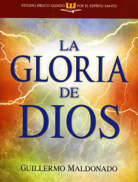 La Gloria de Dios" de Guillermo Maldonado con un fondo de nubes y relámpagos.