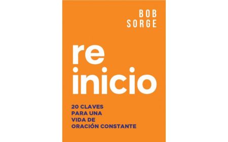 Reinicio" de Bob Sorge en fondo naranja con texto blanco y azul.
